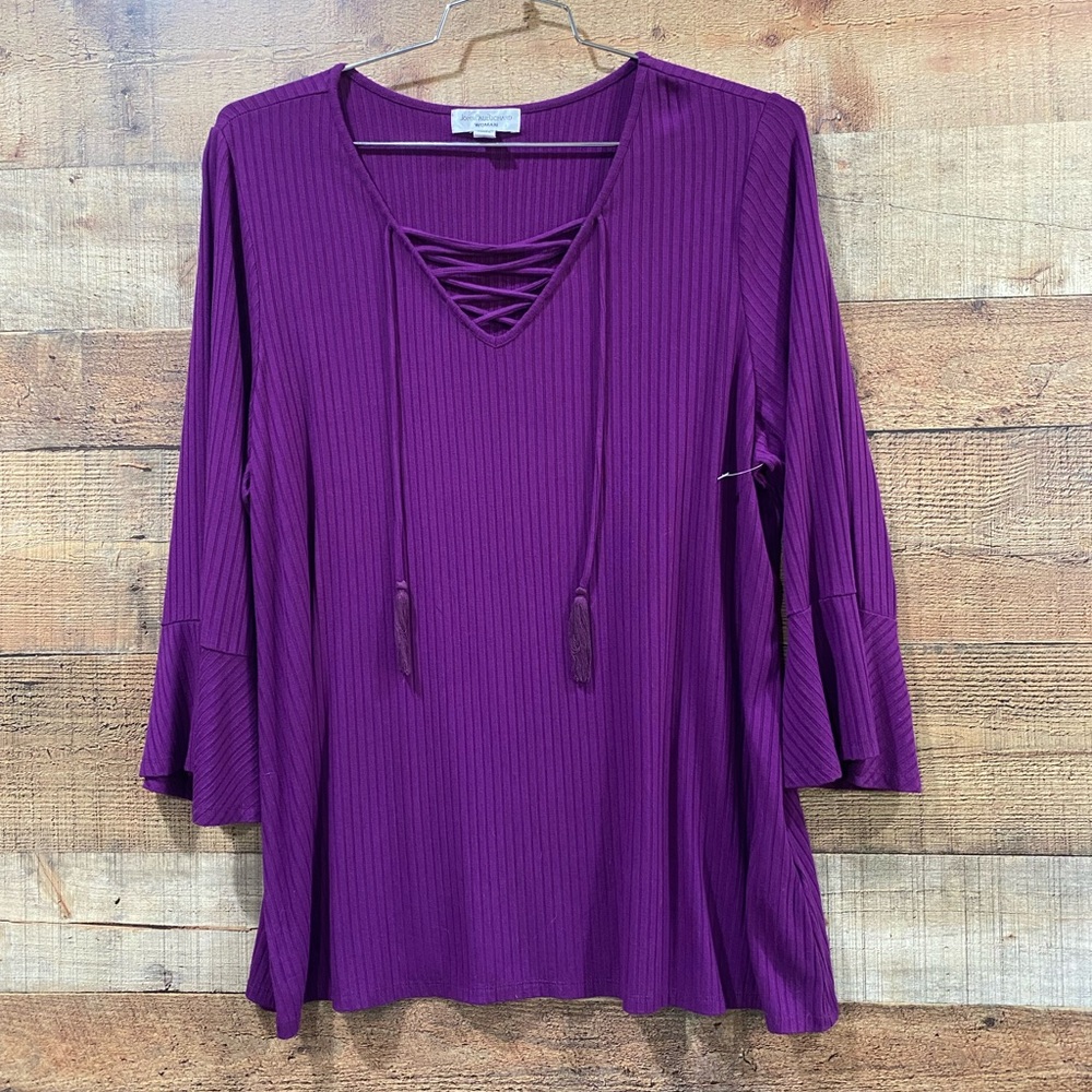 New Without Tags Purple Stretchy Peasant Top by John Paul Richard Size 1X